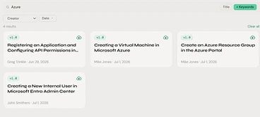 Notavi search — a keyword narrows the whole library across every folder to the matching guides.